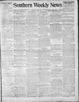 cover page of Southern Weekly News published on June 18, 1910