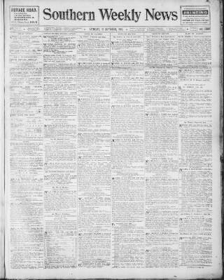 cover page of Southern Weekly News published on September 17, 1910