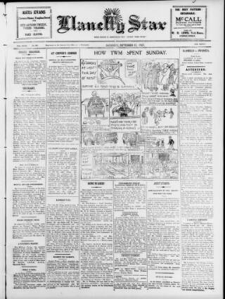 cover page of Llanelli Star published on September 17, 1927