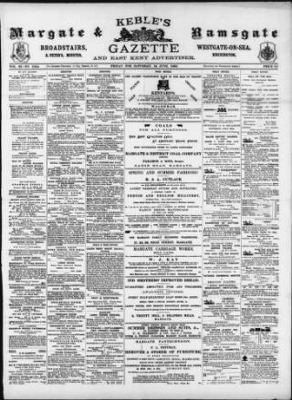 cover page of Isle of Thanet Gazette published on June 18, 1892