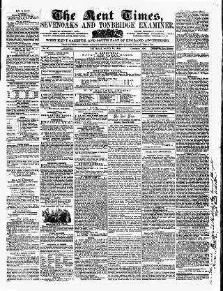 cover page of Kent Times, Tonbridge and Sevenoaks Examiner published on March 19, 1859