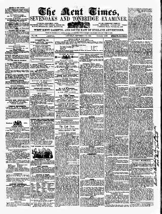 cover page of Kent Times, Tonbridge and Sevenoaks Examiner published on September 17, 1859