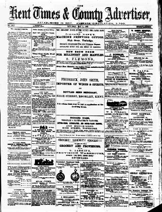 cover page of Kent Times, Tonbridge and Sevenoaks Examiner published on May 3, 1862