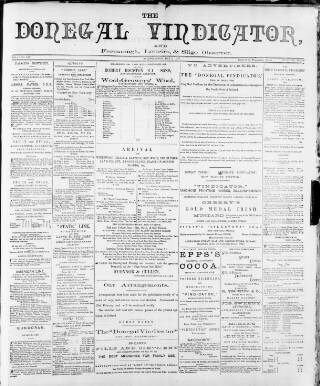 cover page of Donegal Vindicator published on May 4, 1889