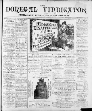 cover page of Donegal Vindicator published on November 2, 1889