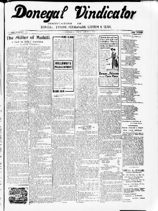 cover page of Donegal Vindicator published on August 2, 1912