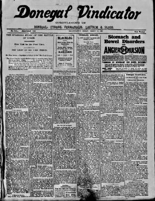 cover page of Donegal Vindicator published on March 19, 1915