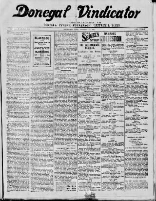 cover page of Donegal Vindicator published on September 17, 1915