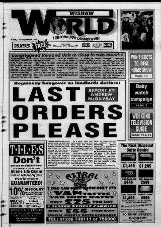 cover page of Wishaw World published on September 17, 1999
