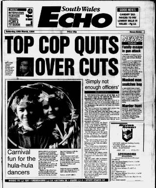 cover page of South Wales Echo published on March 19, 1994