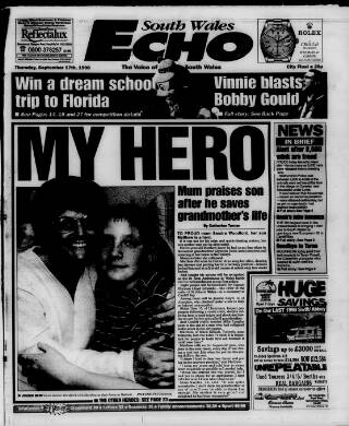 cover page of South Wales Echo published on September 17, 1998