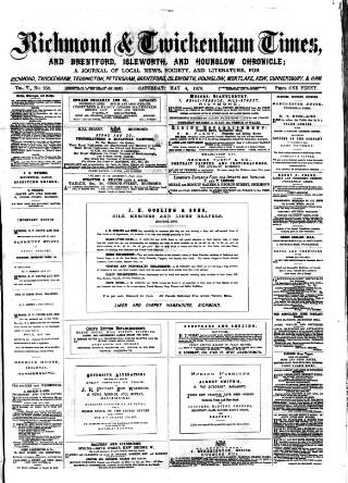 cover page of Richmond and Twickenham Times published on May 4, 1878
