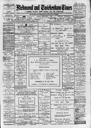 cover page of Richmond and Twickenham Times published on February 2, 1901