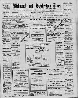 cover page of Richmond and Twickenham Times published on March 19, 1910