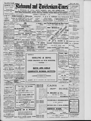 cover page of Richmond and Twickenham Times published on September 17, 1910