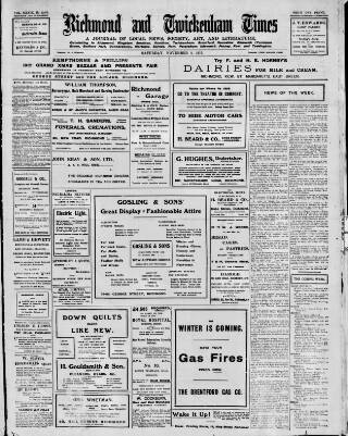 cover page of Richmond and Twickenham Times published on November 2, 1912