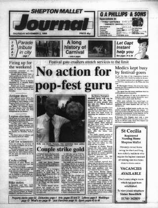cover page of Shepton Mallet Journal published on November 2, 1995