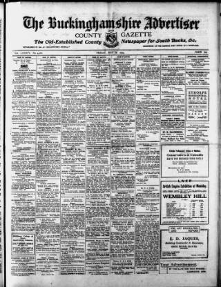 cover page of Buckinghamshire Advertiser published on May 2, 1924