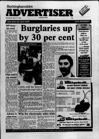 cover page of Buckinghamshire Advertiser published on March 19, 1986