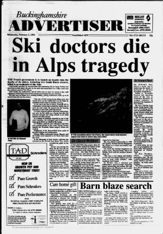 cover page of Buckinghamshire Advertiser published on February 2, 1994