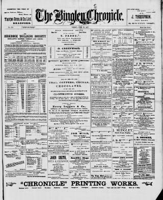 cover page of Bingley Chronicle published on June 18, 1897