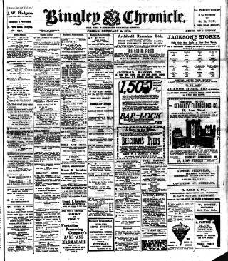 cover page of Bingley Chronicle published on February 2, 1906