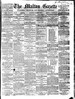 cover page of Malton Gazette published on March 19, 1864