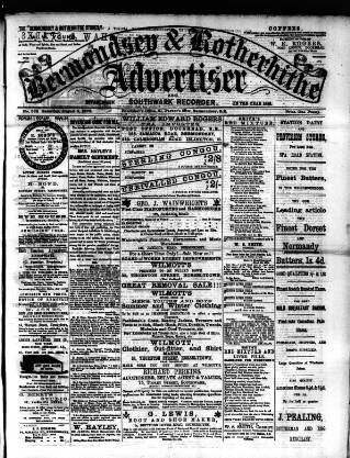 cover page of Southwark and Bermondsey Recorder published on August 2, 1879
