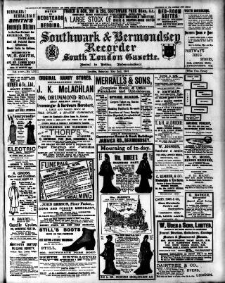 cover page of Southwark and Bermondsey Recorder published on May 2, 1903