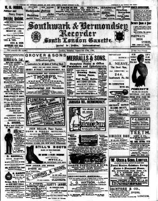 cover page of Southwark and Bermondsey Recorder published on September 17, 1904