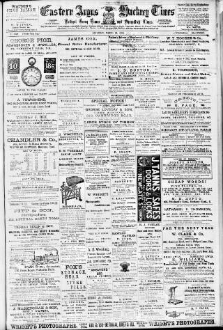 cover page of Eastern Argus and Borough of Hackney Times published on March 19, 1892