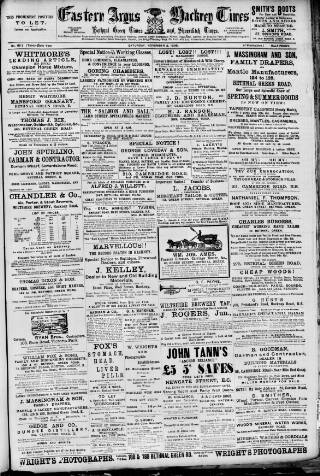 cover page of Eastern Argus and Borough of Hackney Times published on November 2, 1895