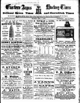 cover page of Eastern Argus and Borough of Hackney Times published on September 17, 1904