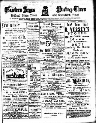 cover page of Eastern Argus and Borough of Hackney Times published on March 19, 1910