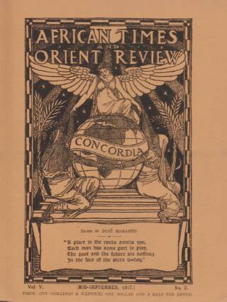 cover page of African Times and Orient Review published on September 1, 1917