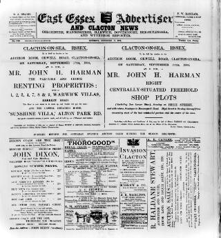 cover page of East Essex Advertiser and Clacton News published on September 17, 1904