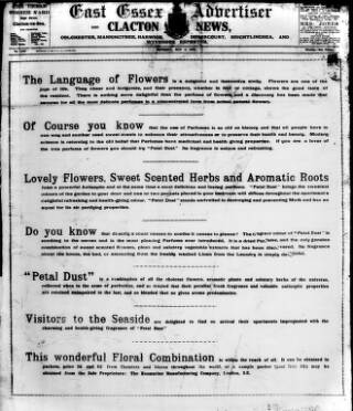 cover page of East Essex Advertiser and Clacton News published on May 4, 1912