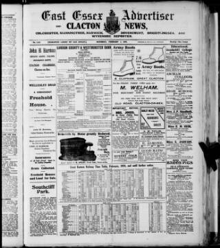 cover page of East Essex Advertiser and Clacton News published on February 2, 1918