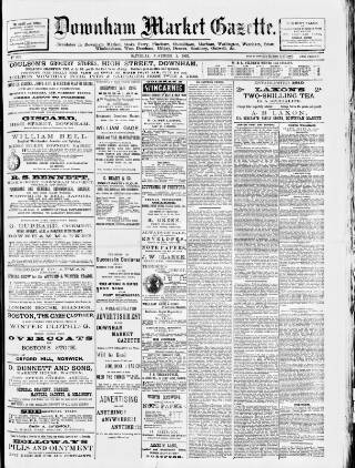 cover page of Downham Market Gazette published on November 2, 1895