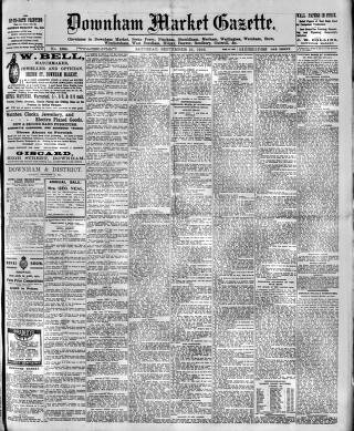 cover page of Downham Market Gazette published on September 17, 1910