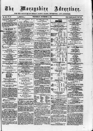 cover page of Morayshire Advertiser published on November 2, 1864