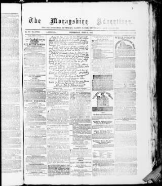 cover page of Morayshire Advertiser published on June 18, 1873
