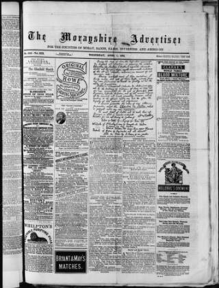 cover page of Morayshire Advertiser published on April 1, 1874