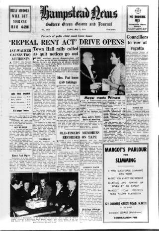 cover page of Hampstead News published on May 2, 1958