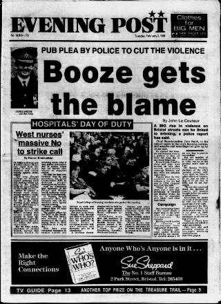 cover page of Bristol Evening Post published on February 2, 1988