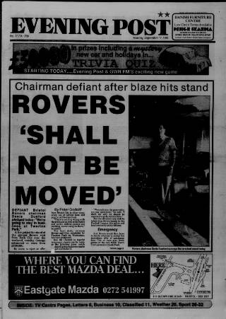 cover page of Bristol Evening Post published on September 17, 1990