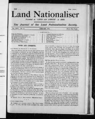 cover page of Land & Labour published on February 1, 1913