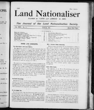 cover page of Land & Labour published on March 1, 1913