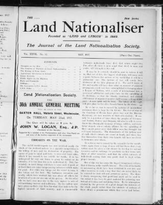 cover page of Land & Labour published on May 1, 1917