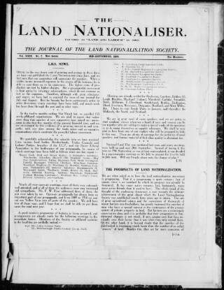 cover page of Land & Labor published on September 1, 1920